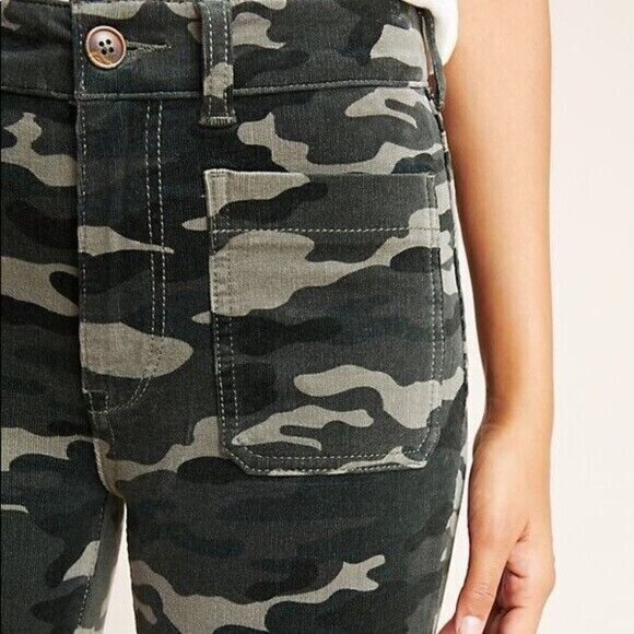 Anthropologie Pilcro High Rise Skinny Corduroy Camouflage Pants Women 26 Stretch - Picture 11 of 11
